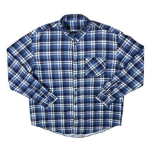 Load image into Gallery viewer, Vintage Halfmoon Navy White Blue Check Long Sleeve Cotton Flannel Shirt
