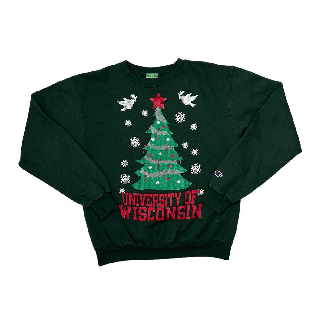 Champion UNIVERSITY OF WISCONSIN College Festive Themed Graphic Crewneck Sweatshirt