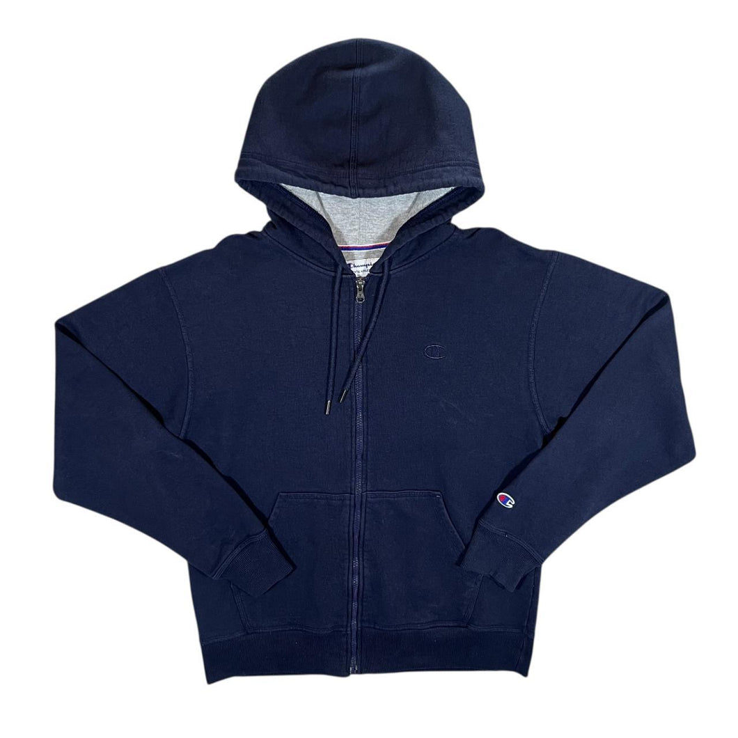 Champion Classic Navy Blue Embroidered Mini Logo Zip Hoodie