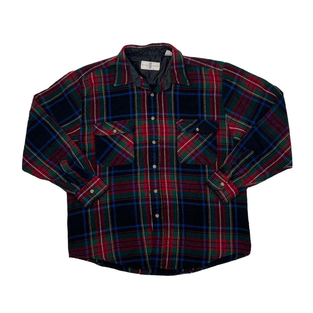 Vintage RIVER TRADER Lumberjack Tartan Plaid Check Acrylic Long Sleeve Flannel Shirt