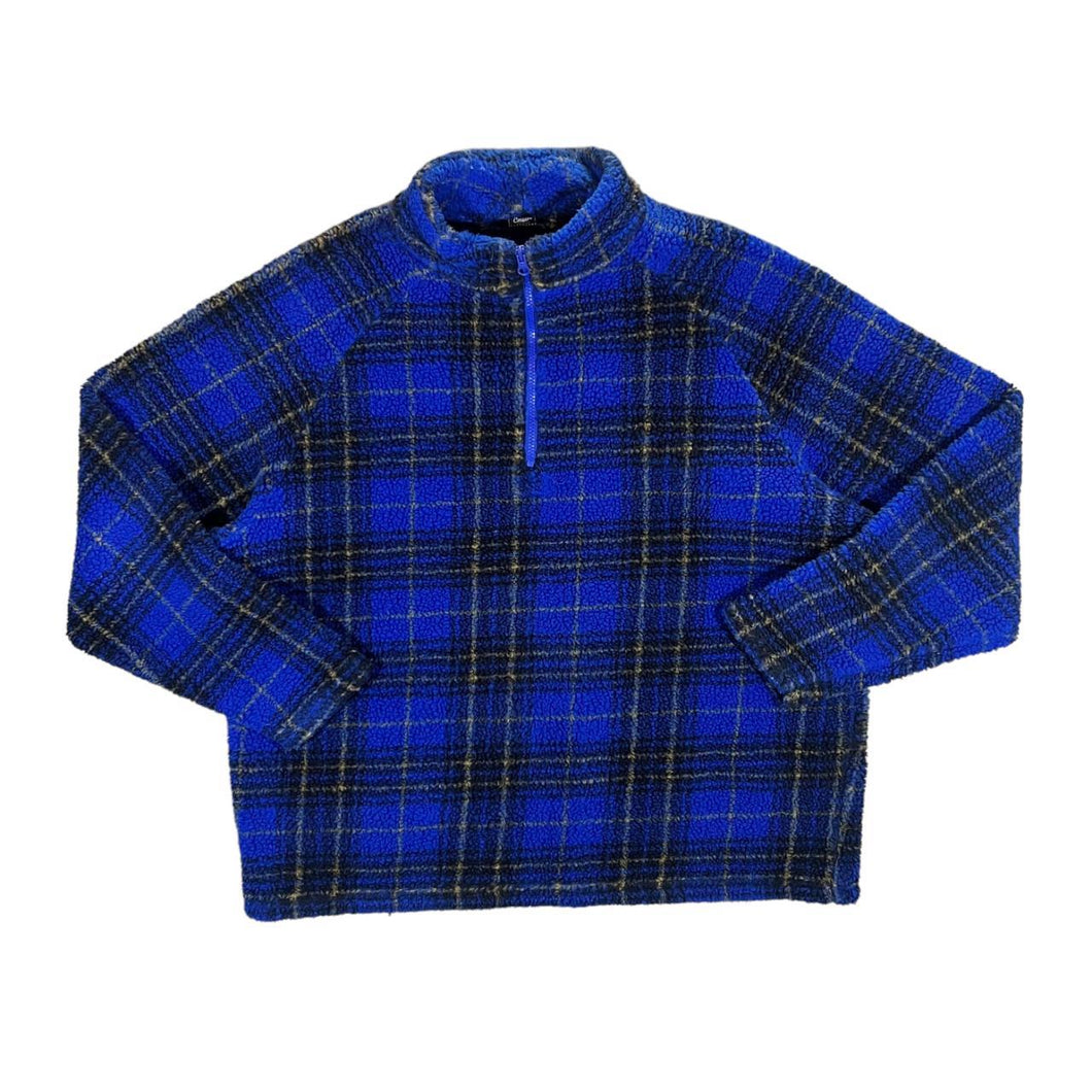 COTTON TRADERS Tartan Plaid Check 1/2 Zip Pullover Fleece Sweatshirt