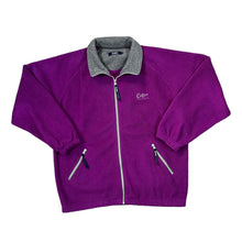 Load image into Gallery viewer, COTTON TRADERS Classic Mini Logo Purple Grey Zip Fleece Sweatshirt
