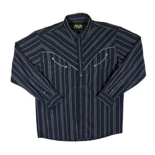 Load image into Gallery viewer, ATLAS FOR MEN Cowboy Western Black Grey Striped Long Sleeve Shirt
