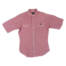 Load image into Gallery viewer, Vintage WRANGLER Gingham Red White Check Pearl Snap Popper Grandad Collared Shirt
