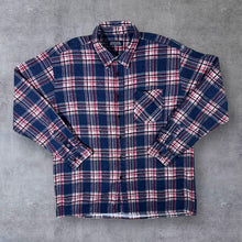 Load image into Gallery viewer, Vintage Vesta Grey Red White Plaid Check Long Sleeve Cotton Flannel Shirt

