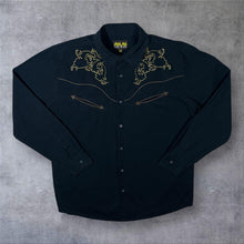 Load image into Gallery viewer, Atlas For Men Cowboy Western Rodeo Graphic Black Cotton Long Sleeve Shirt
