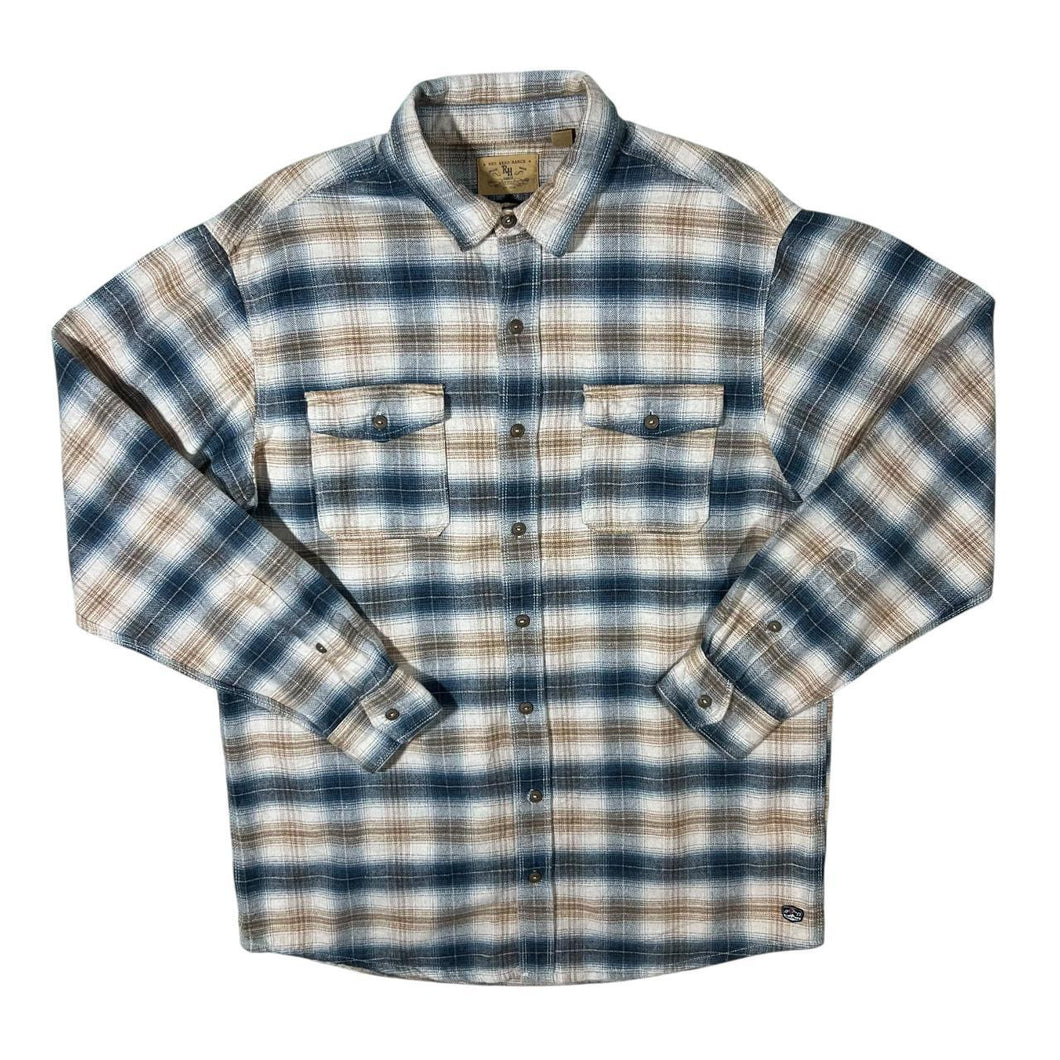 Vintage Red Head Ranch Multi Plaid Check Long Sleeve Cotton Flannel Shirt