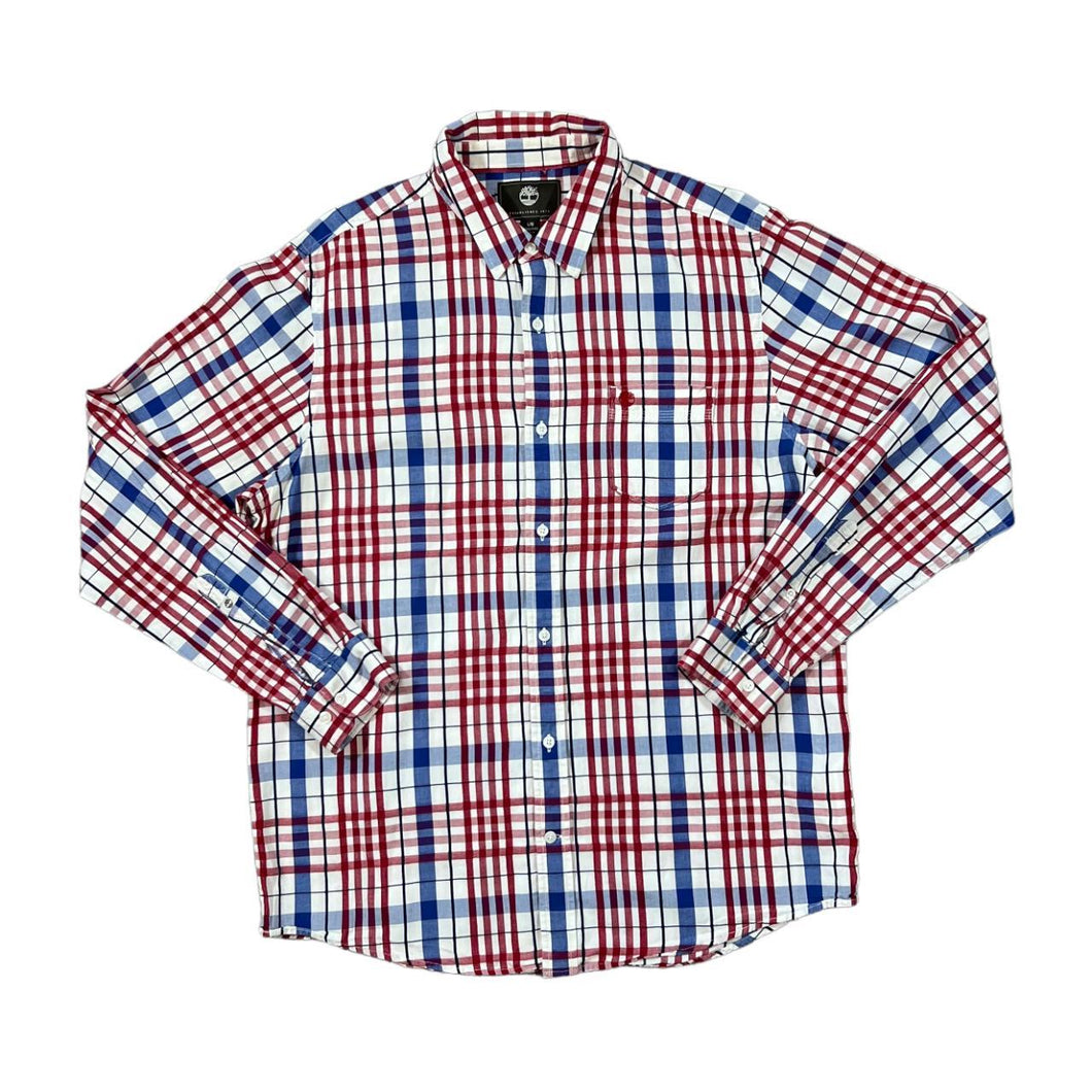 TIMBERLAND Classic Plaid Check Pocket Logo Long Sleeve Cotton Shirt