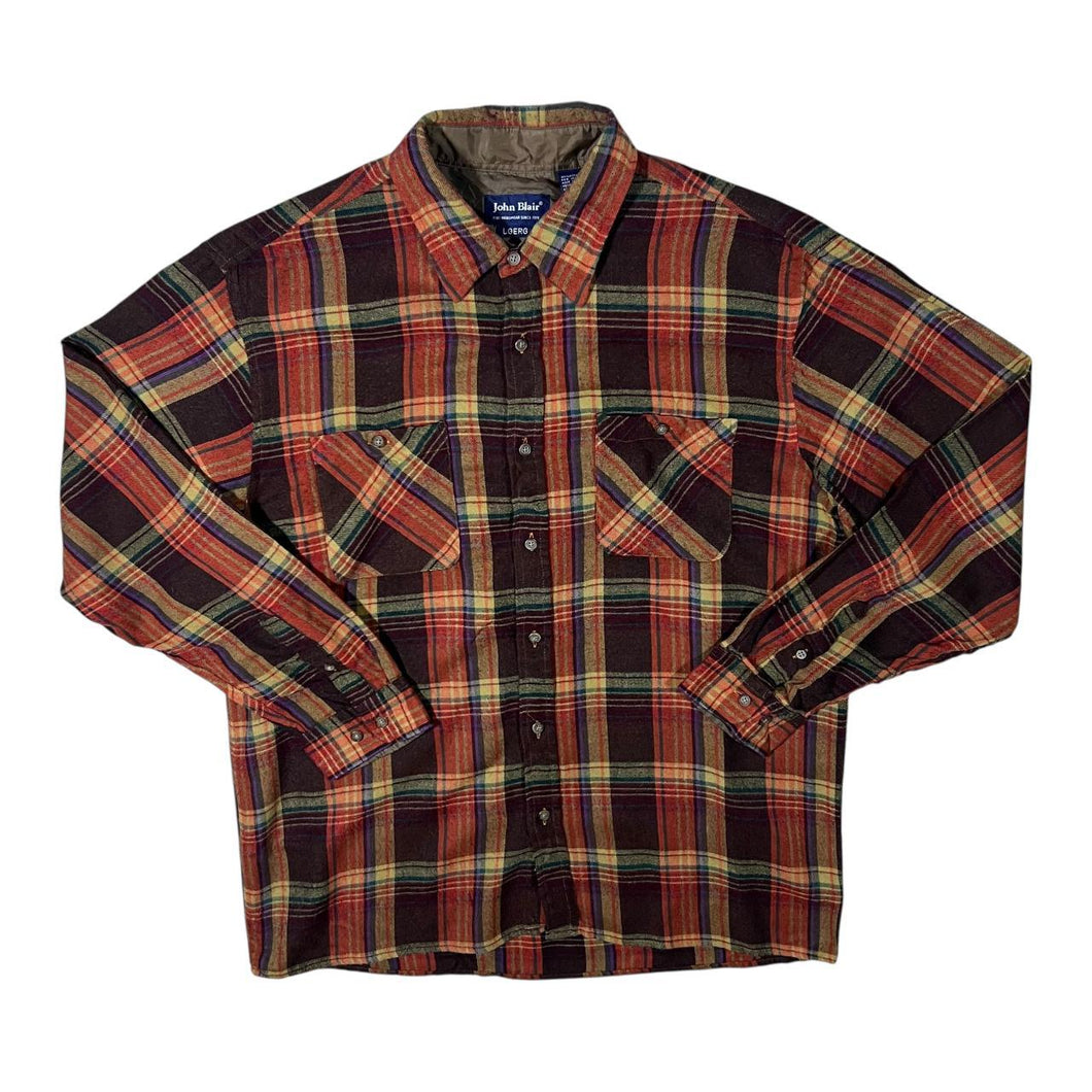 Vintage John Blair Multi Plaid Check Long Sleeve Acrylic Flannel Shirt