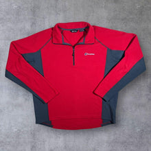 Load image into Gallery viewer, Berghaus Mini Logo Red Grey 1/4 Zip Fleece Pullover Sweatshirt Top
