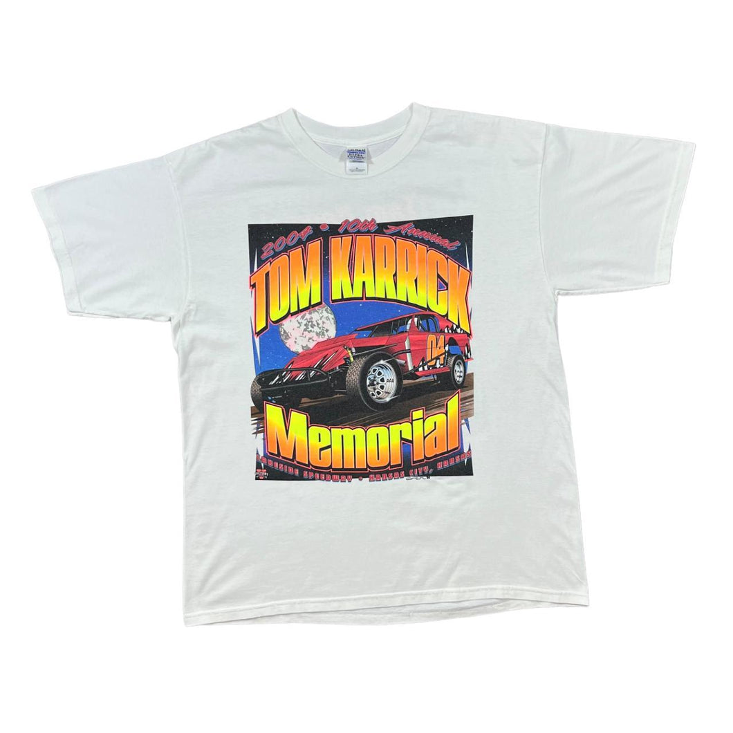 Vintage TOM KARRICK MEMORIAL (2004) Motorsports Racing Spellout Graphic T-Shirt