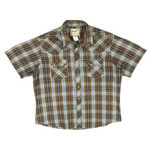 Load image into Gallery viewer, Vintage WRANGLER Western Cowboy Plaid Check Popper Button Short Sleeve Shirt
