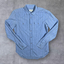 Load image into Gallery viewer, Diesel Western Style Blue Striped Cotton Popper Button Long Sleeve Shirt
