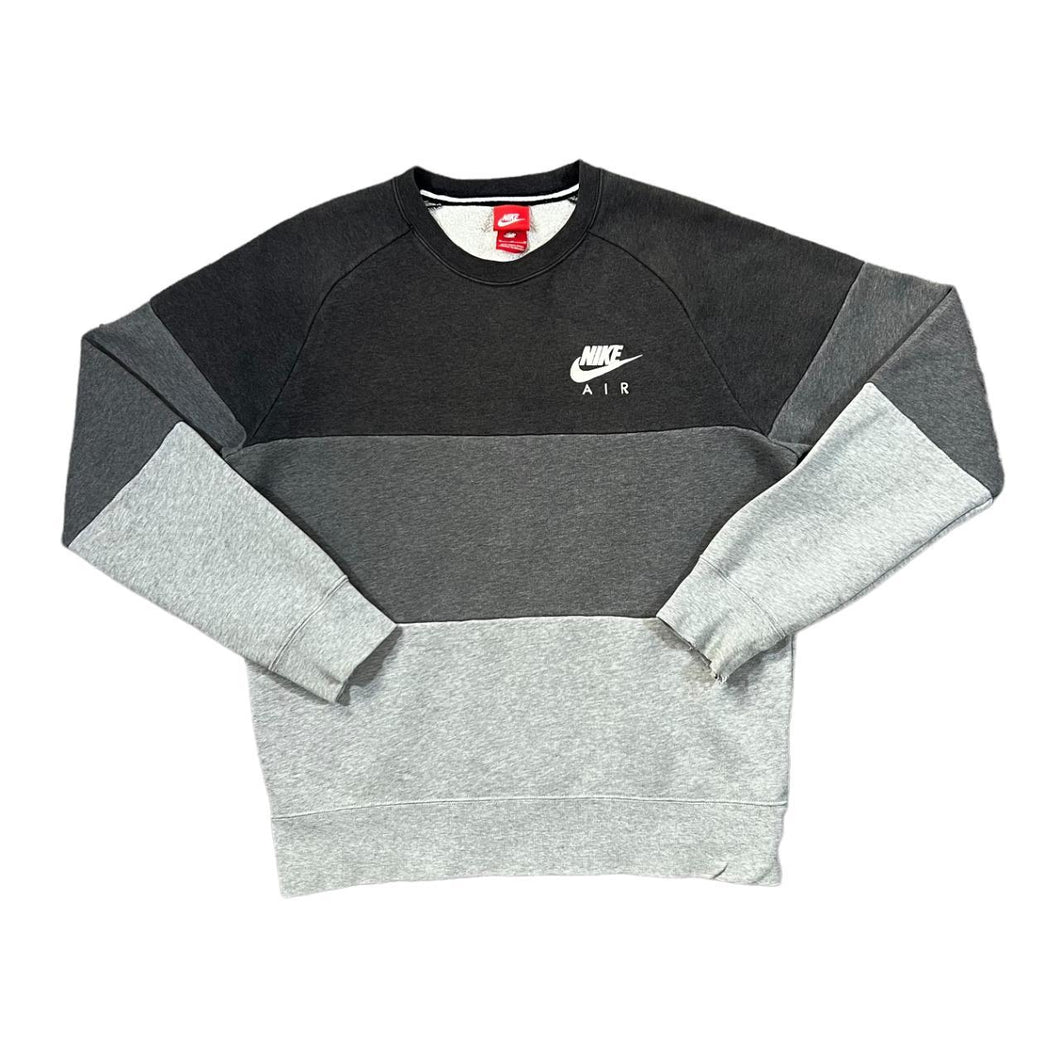 NIKE AIR Embroidered Mini Logo Colour Block Grey Crewneck Sweatshirt