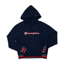 Load image into Gallery viewer, CHAMPION Embroidered Big Logo Spellout Striped Trim Pullover Hoodie
