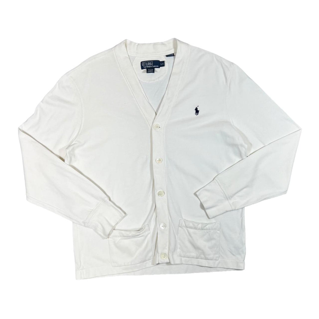 Early 00's POLO RALPH LAUREN Classic Embroidered Mini Logo White Button Cardigan Sweater