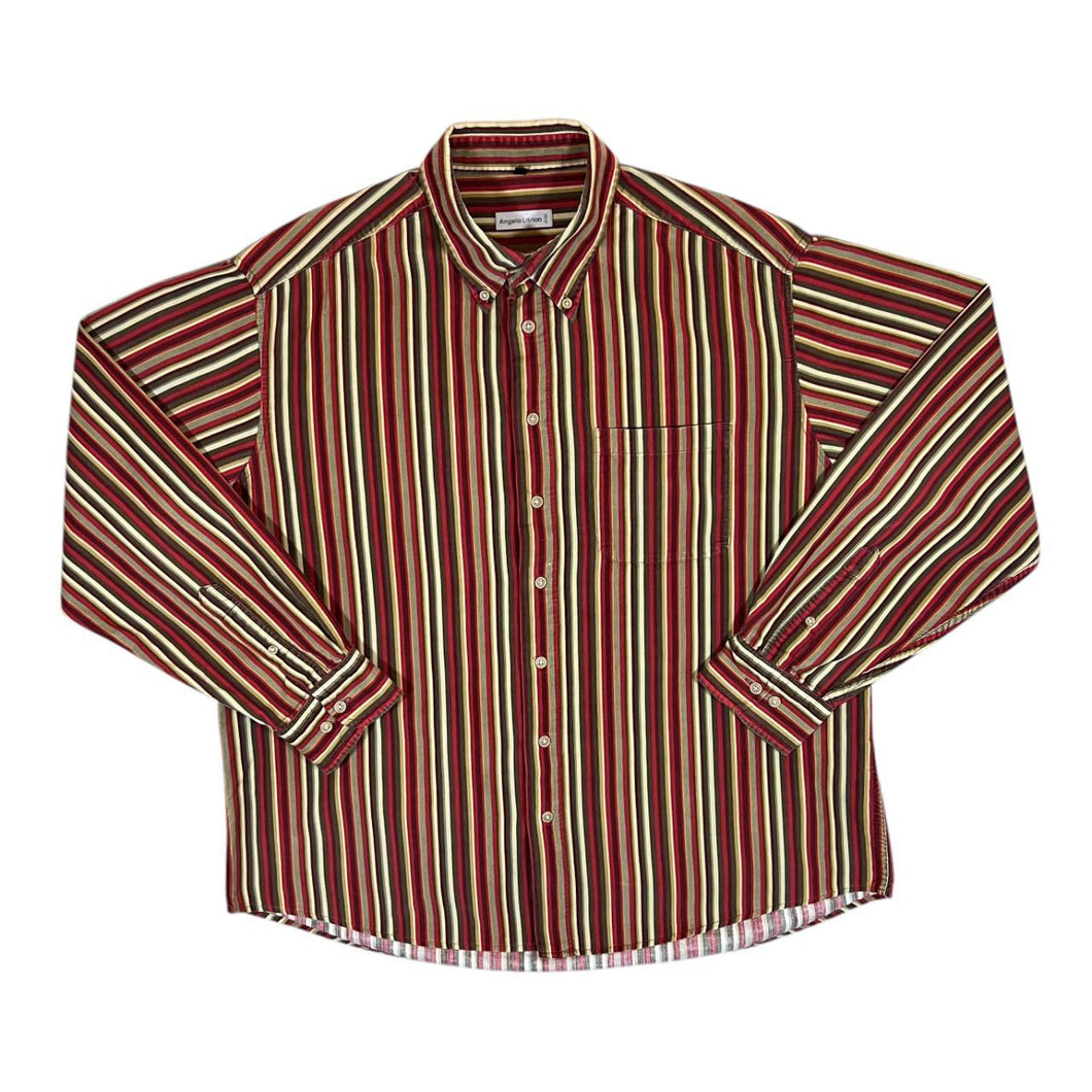 Vintage ANGELO LITRICO C&A Multi Striped Corduroy Cord Long Sleeve Button-Up Shirt