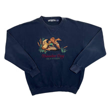 Load image into Gallery viewer, Vintage Thornton Bay "Great Outdoors" Embroidered Duck Spellout Navy Blue Sweatshirt
