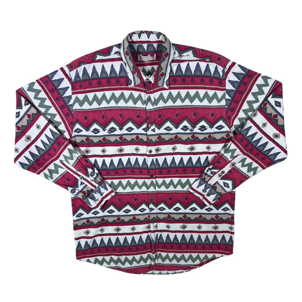 Vintage Aztec Crazy Abstract Patterned Multi Colour Long Sleeve Flannel Shirt