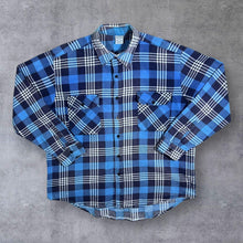 Load image into Gallery viewer, Vintage Woolworths Blue Mix Plaid Check Long Sleeve Cotton Flannel Shirt
