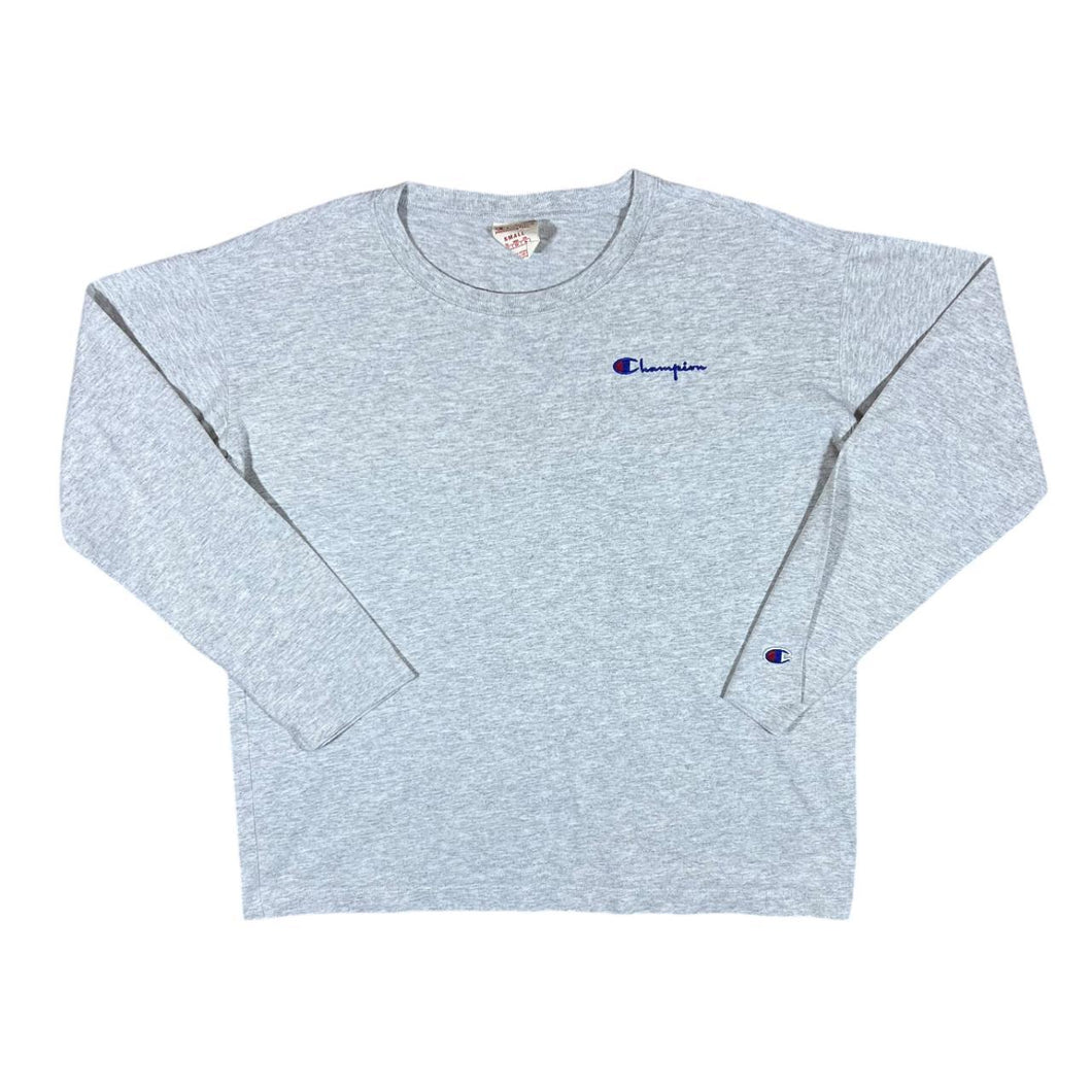 CHAMPION Classic Embroidered Mini Logo Grey Long Sleeve T-Shirt