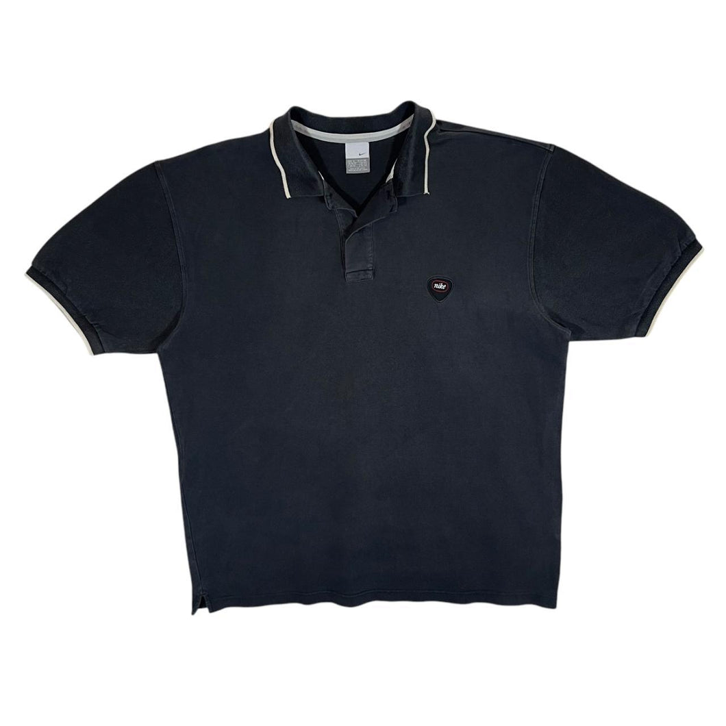 Early 00's Nike Embroidered Mini Logo Black Short Sleeve Polo Shirt