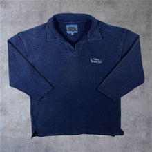 Load image into Gallery viewer, Early 00's Weird Fish Classic Navy Blue Macaroni Knit Heavy Collared Sweatshirt

