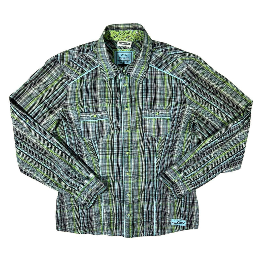 Take It As It Is Western Style Multi Check Cotton Long Sleeve Shirt