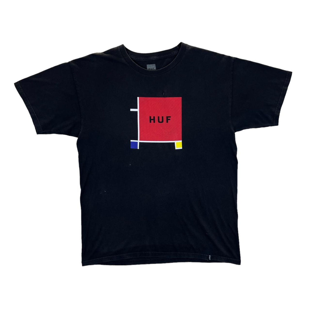 HUF Skater Streetwear Abstract Logo Spellout Graphic Black T-Shirt