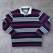 Load image into Gallery viewer, Cotton Traders Classics Three Lions Multi Striped Long Sleeve Rugby Polo Shirt

