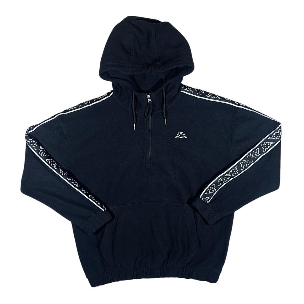 KAPPA Embroidered Mini Logo Tape Sleeve 1/4 Zip Pullover Fleece Hoodie