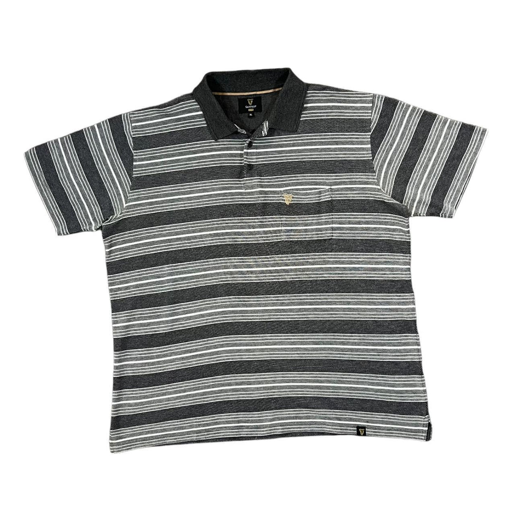 Early 00's GUINNESS Classic Striped Embroidered Mini Logo Short Sleeve Polo Shirt