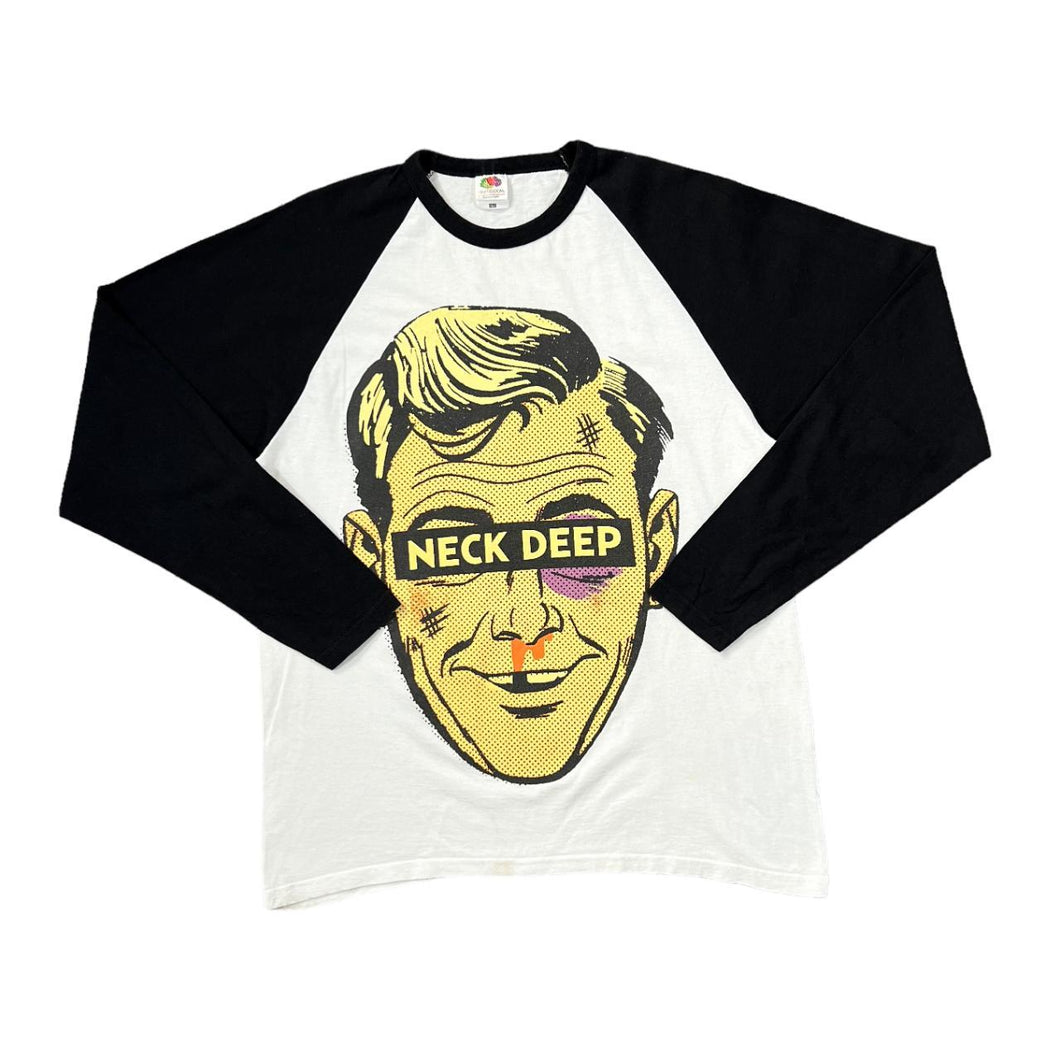 NECK DEEP Logo Spellout Graphic Skate Pop Punk Music Band Raglan Long Sleeve T-Shirt