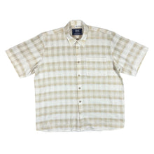 Load image into Gallery viewer, Vintage 90's SAVERO Beige Cream Patterned Striped Short Sleeve Flannel Shirt
