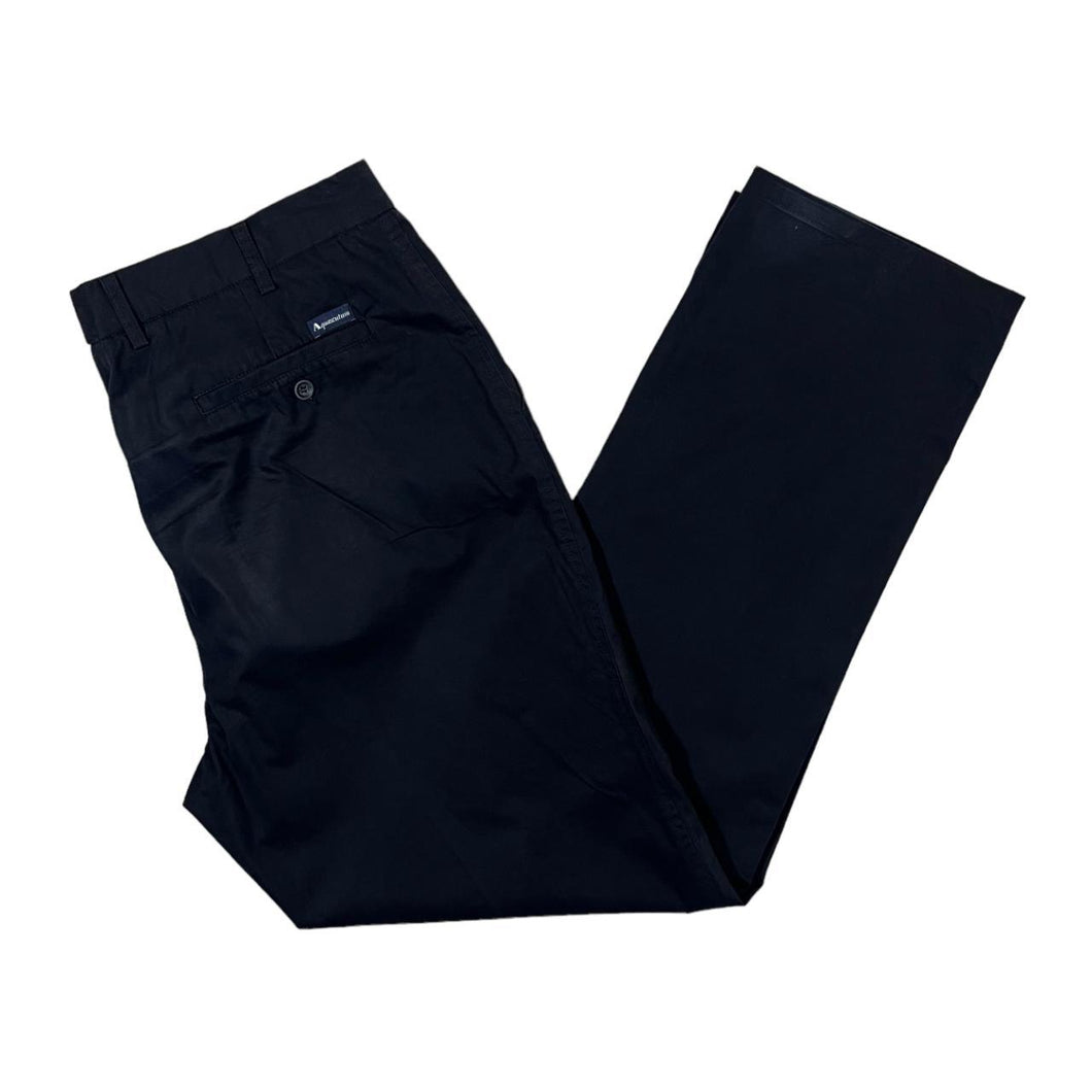 AQUASCUTUM LONDON Classic Black Made In Italy Cotton Straight Leg Trousers