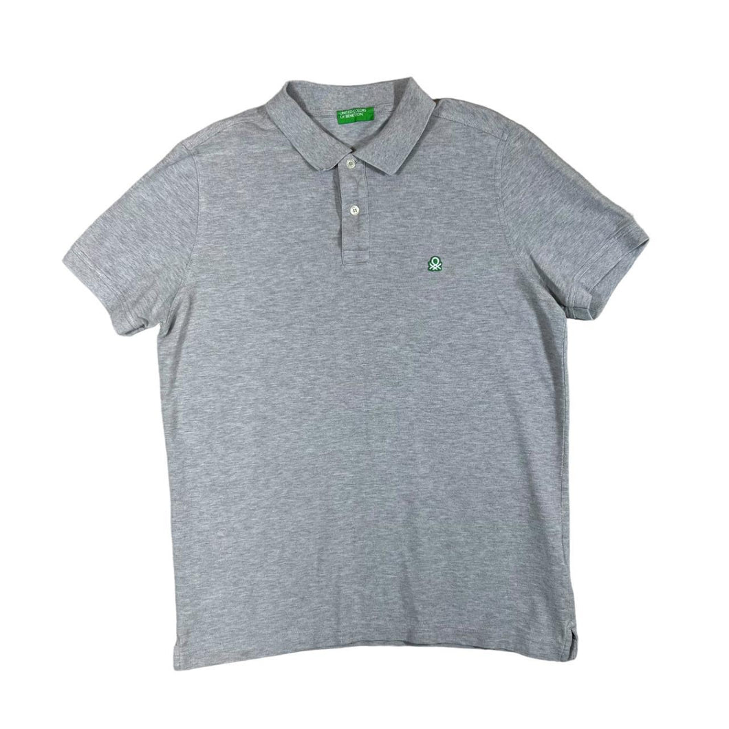 UNITED COLORS OF BENETTON Classic Essential Embroidered Mini Logo Grey Polo Shirt