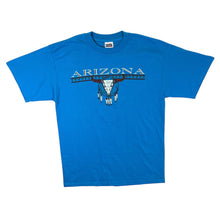 Load image into Gallery viewer, Vintage Tultex ARIZONA Cowskull Dreamcatcher Souvenir Spellout Graphic Blue T-Shirt
