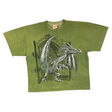 Load image into Gallery viewer, Vintage The Mountain Gothic Fantasy Medieval Dragon Graphic Faded Green T-Shirt
