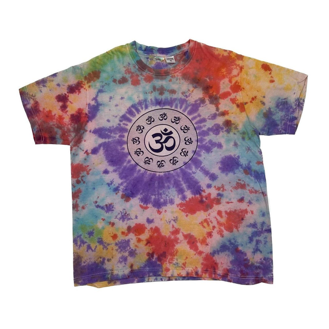 Early 00’s SIESTA Made In Nepal Spiritual Hippy Motif Graphic Tie Dye T-Shirt