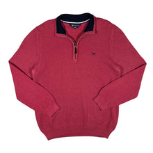 Load image into Gallery viewer, CREW CLOTHING COMPANY Mini Logo Red 1/4 Zip Cotton Knit Sweater Jumper

