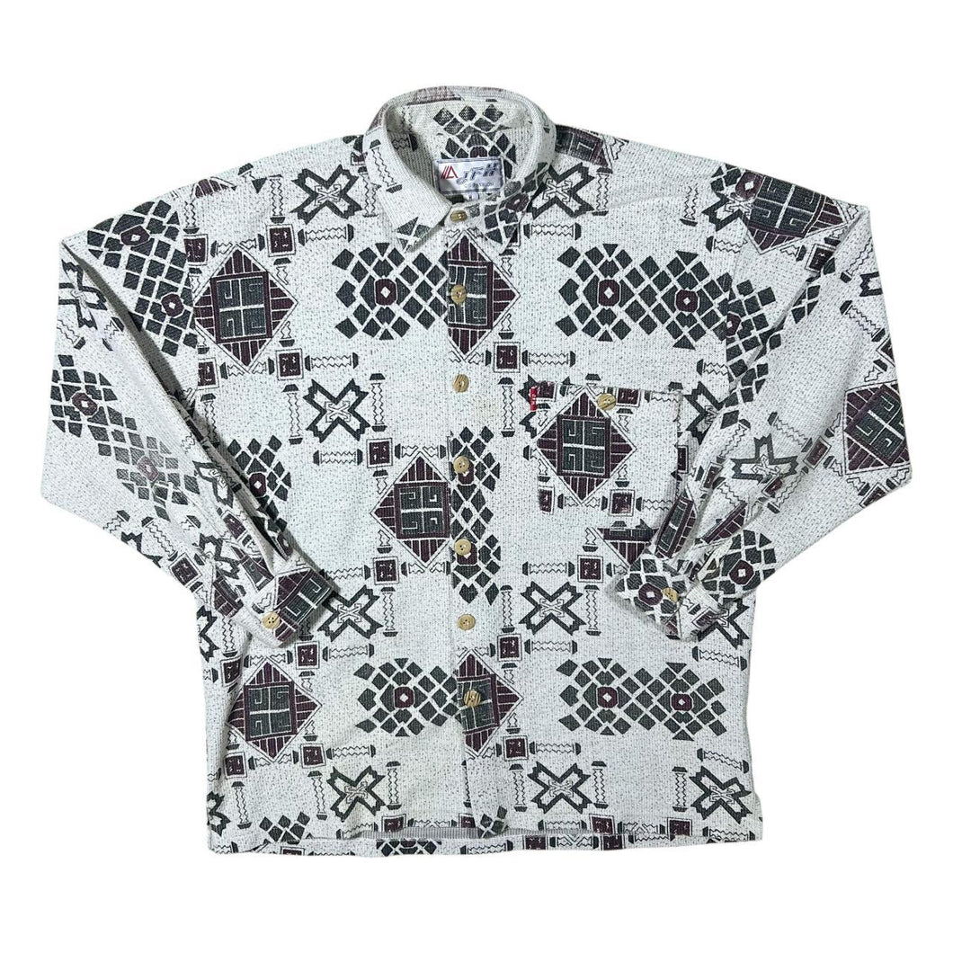 Vintage 90's JFH Crazy Abstract Patterned Long Sleeve Flannel Shirt