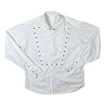 Load image into Gallery viewer, Cowboy Western Punk Style Popper Button Panel Zip White Long Sleeve Shirt
