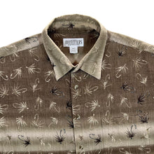 Load image into Gallery viewer, Vintage Roundtree &amp; Yorke Fishing Hook Patterned Brown Short Sleeve Cotton Shirt
