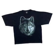 Load image into Gallery viewer, Early 00&#39;s WILD Gothic Wolf Animal Wildlife Graphic Black T-Shirt
