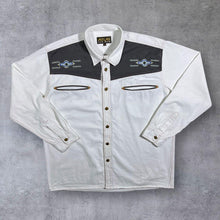 Load image into Gallery viewer, Early 00&#39;s Atlas For Men Embroidered Native Cowboy Western White Cotton Long Sleeve Shirt
