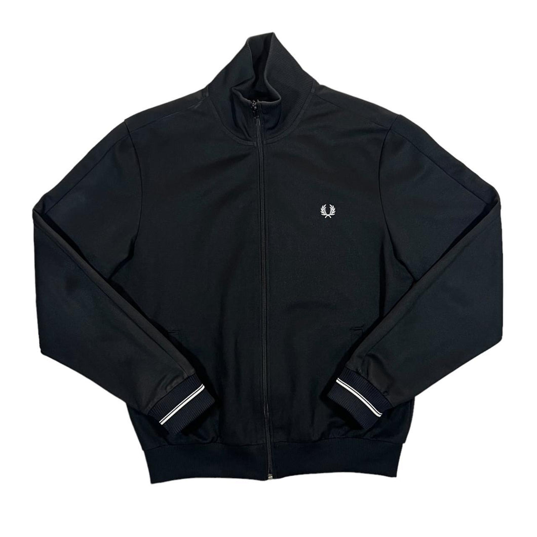 FRED PERRY Classic Basic Embroidered Mini Laurel Logo Black Zip Tracksuit Jacket