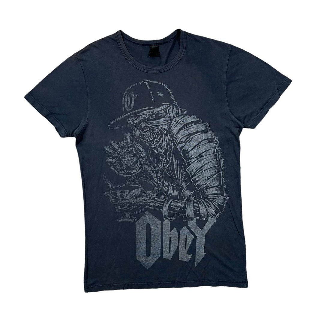OBEY Gothic Skater Mummy Zombie Cartoon Logo Graphic T-Shirt
