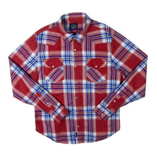 Load image into Gallery viewer, Vintage Rifle Jeans Cowboy Western Red Plaid Check Long Sleeve Popper Cotton Shirt
