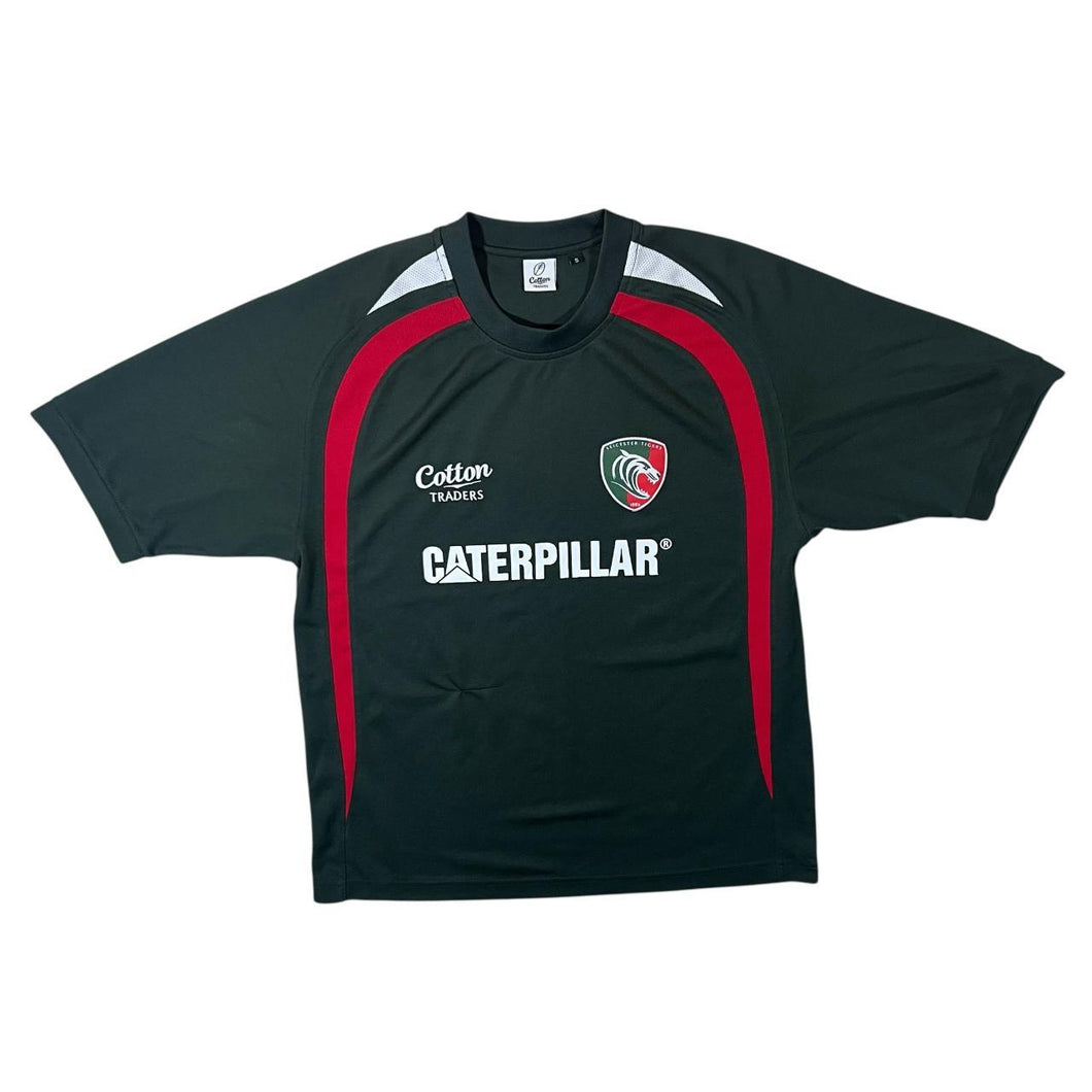 Cotton Traders Leicester Tigers Rugby Dark Grey Red Polyester Sports T-Shirt