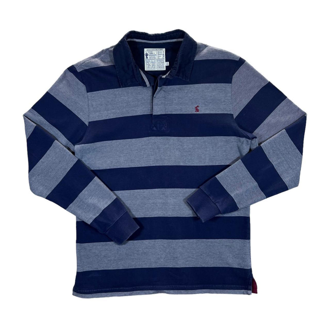 JOULES RUGBY Embroidered Mini Logo Colour Block Striped Long Sleeve Rugby Polo Shirt